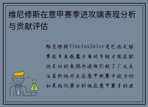 维尼修斯在意甲赛季进攻端表现分析与贡献评估 维尼修斯在意甲赛季进攻端表现分析与贡献评估